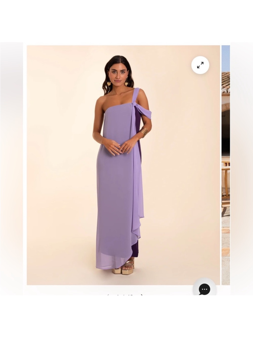 The-Are One-Shoulder Lilac Evening Maxi Dress with Draped Sash
